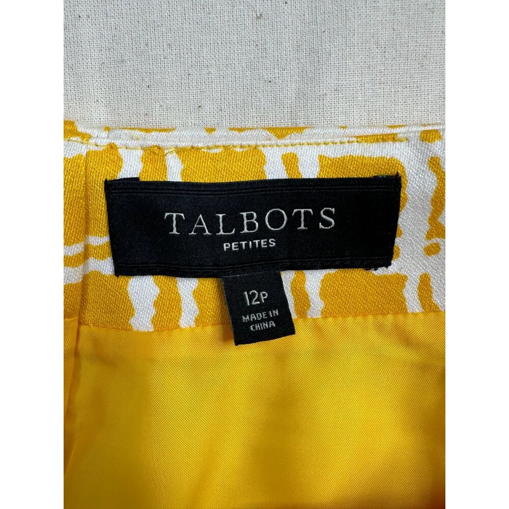 Talbots Plaid Knee Length Skirt size 12P Yellow/White - Picture 2 of 6
